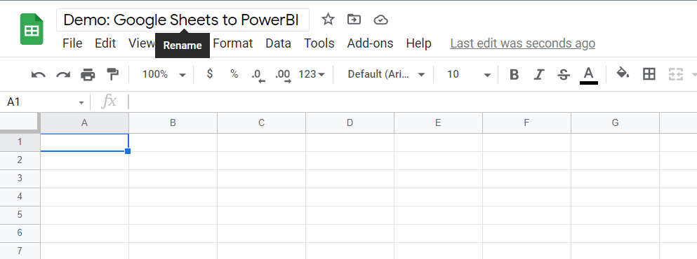 Google sheets- New sheet: Google Sheets to PowerBI